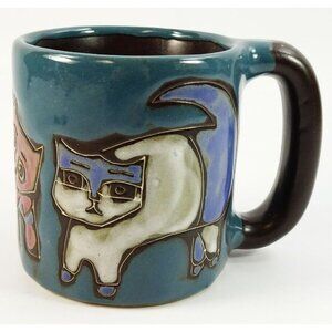 Large Cat Coffee Mug Cats Design by Mara Mexico Studio Art Pottery Signed